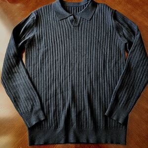 Johnny Collar Long Sleeve Sweater Polo Black Size Small